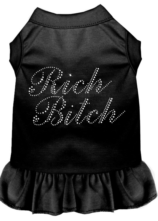 Rhinestone Rich Bitch Dress Black Med